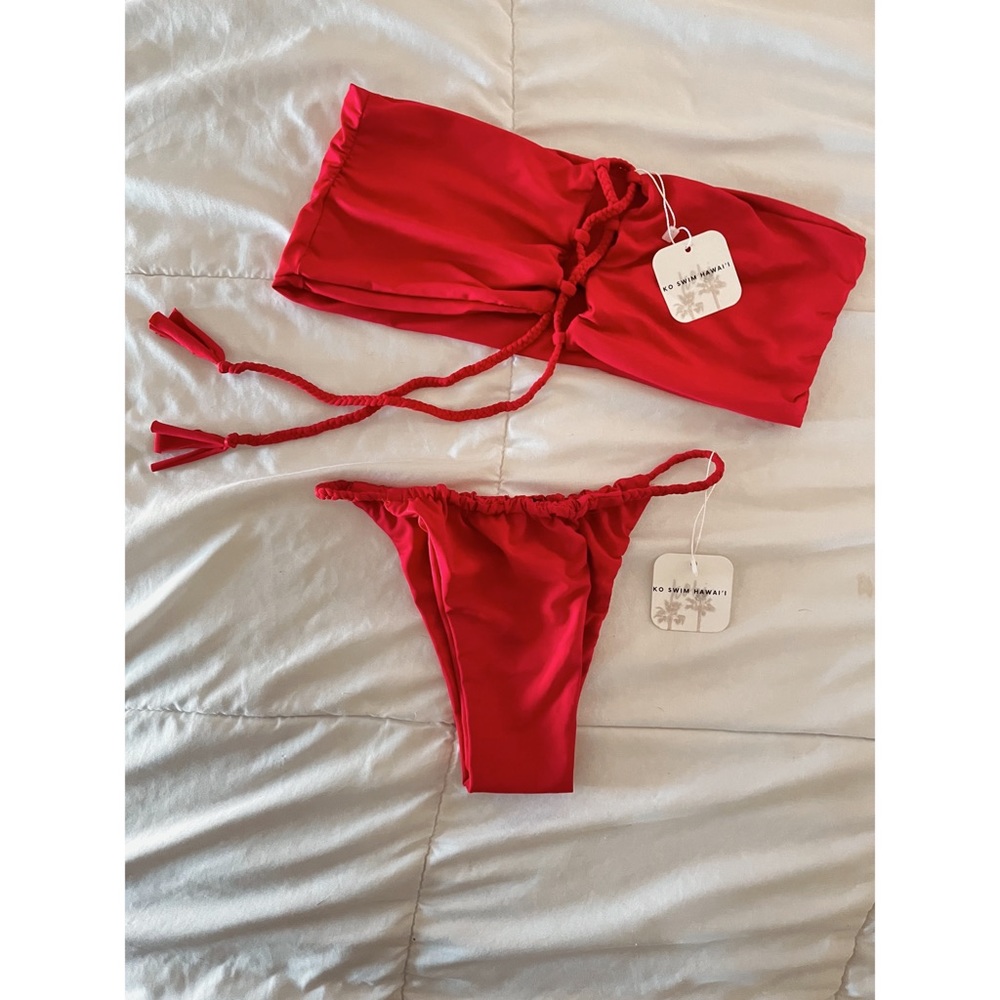 NWT KO SWIM MAUI Shiva Shiva Red Bikini Set S/M